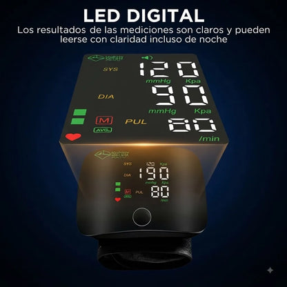 Tensiómetro digital de muñeca con clasificación OMS y memoria para 2 usuarios