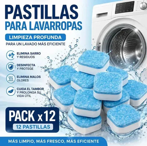 Pack de 12 pastillas para limpieza del tambor del lavarropas