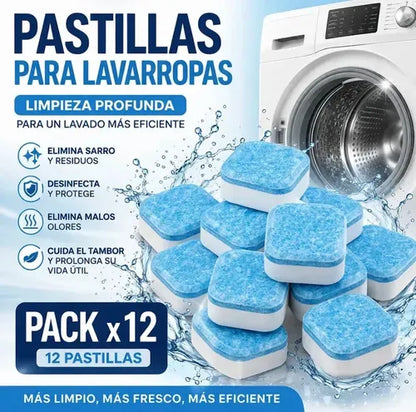 Pack de 12 pastillas para limpieza del tambor del lavarropas