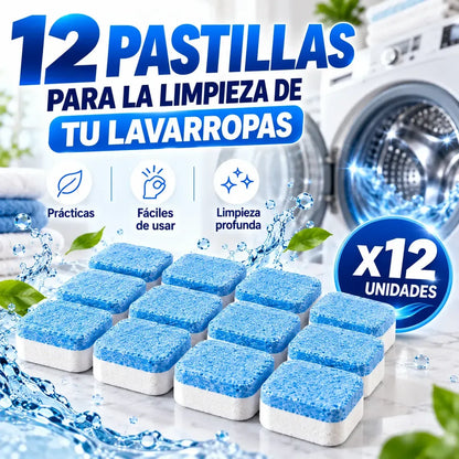 Presentación de 12 pastillas limpiadoras de lavarropas