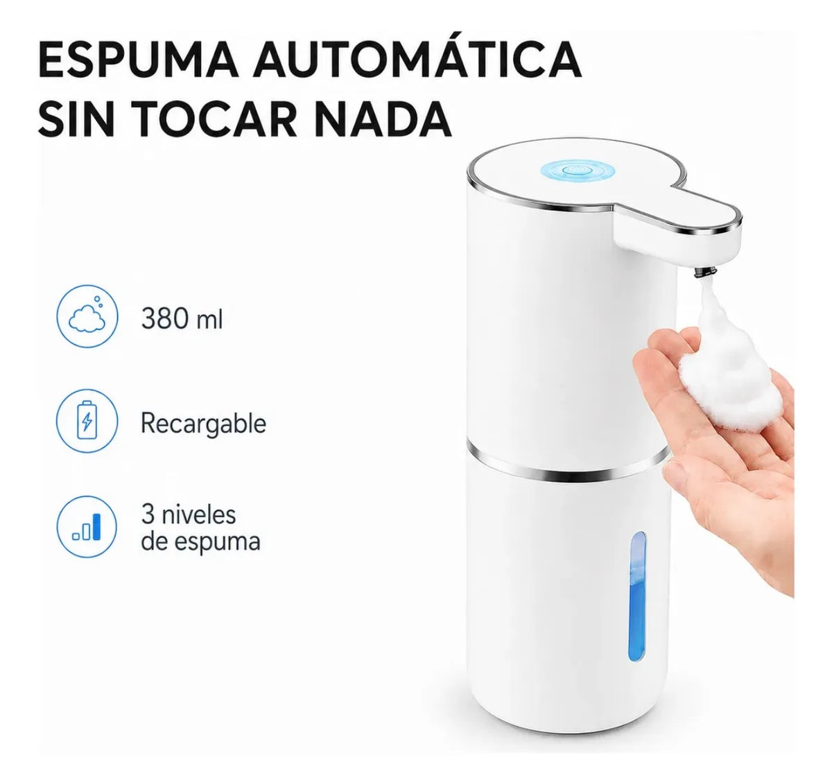 Dispenser automático de jabón espuma o gel 420 ml con sensor