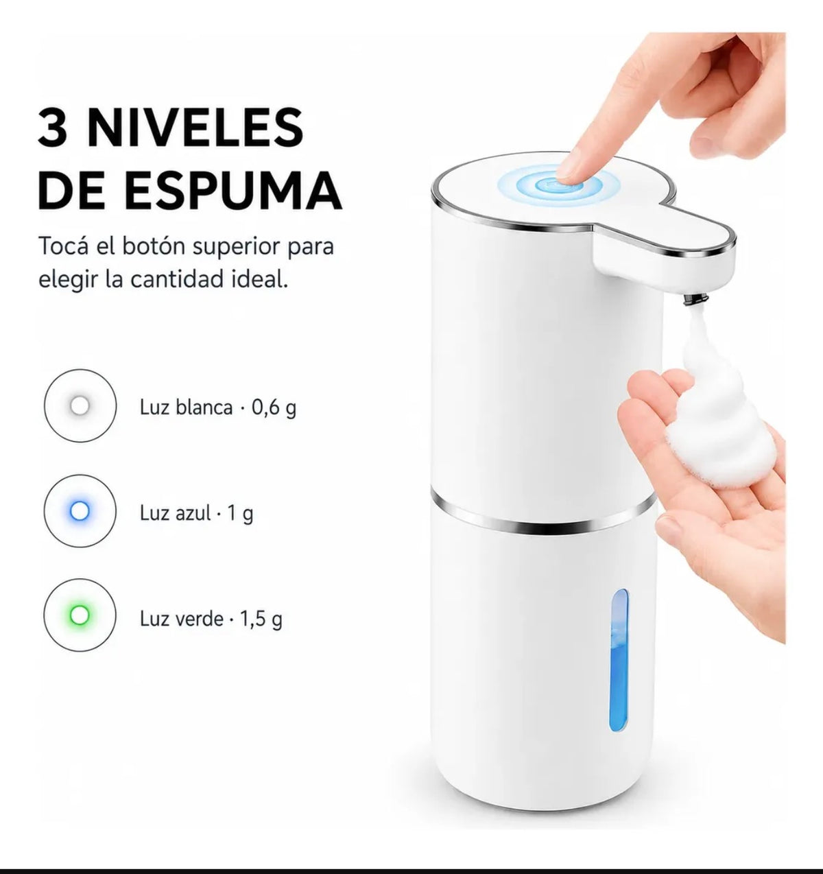 Dispenser automático de jabón espuma o gel 420 ml con sensor