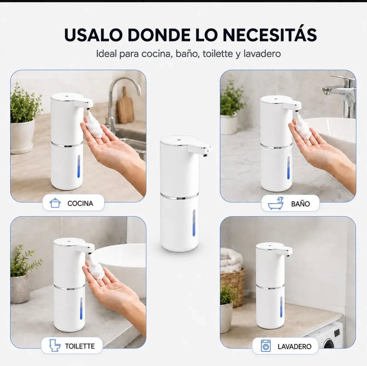 Dispenser automático de jabón espuma o gel 420 ml con sensor
