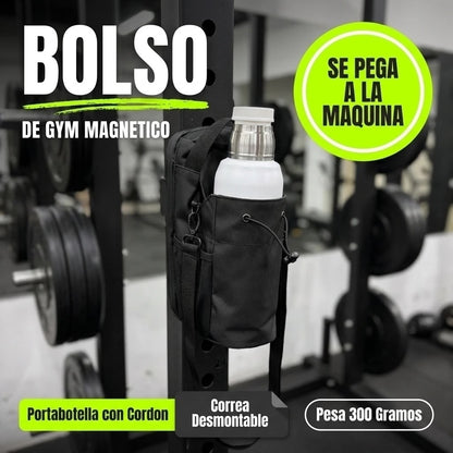 Bolso de Gym Magnético pegado a la máquina con portabotella