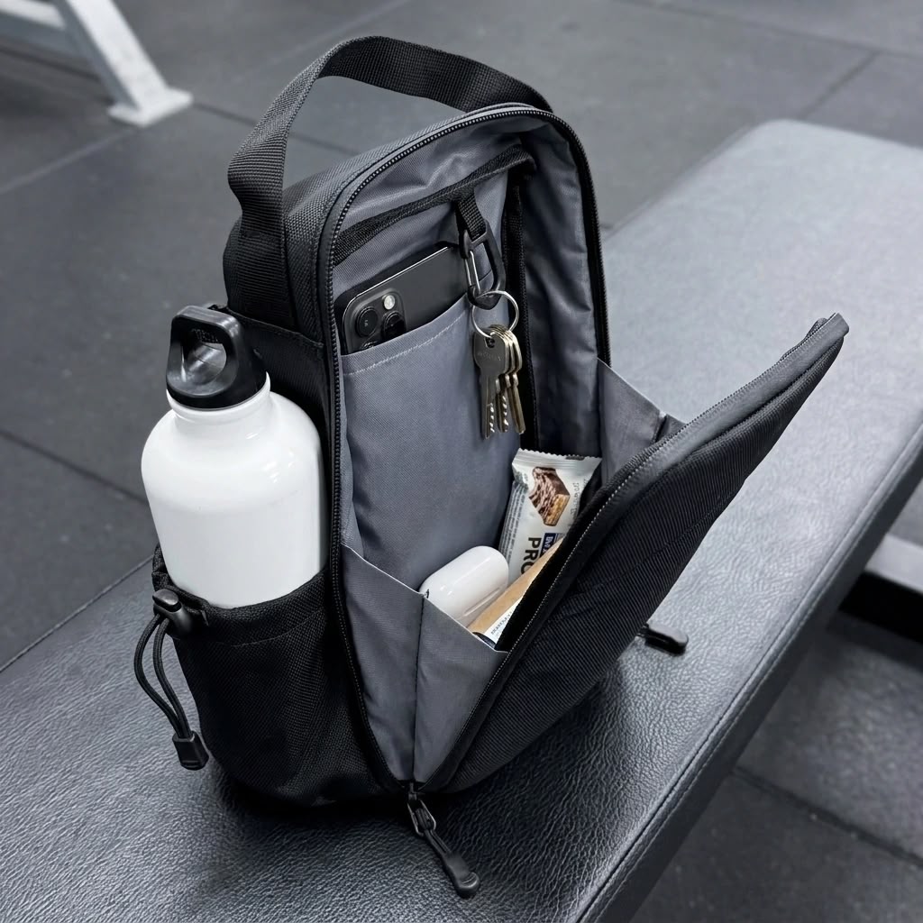 Interior del bolso de gym magnético vacío
