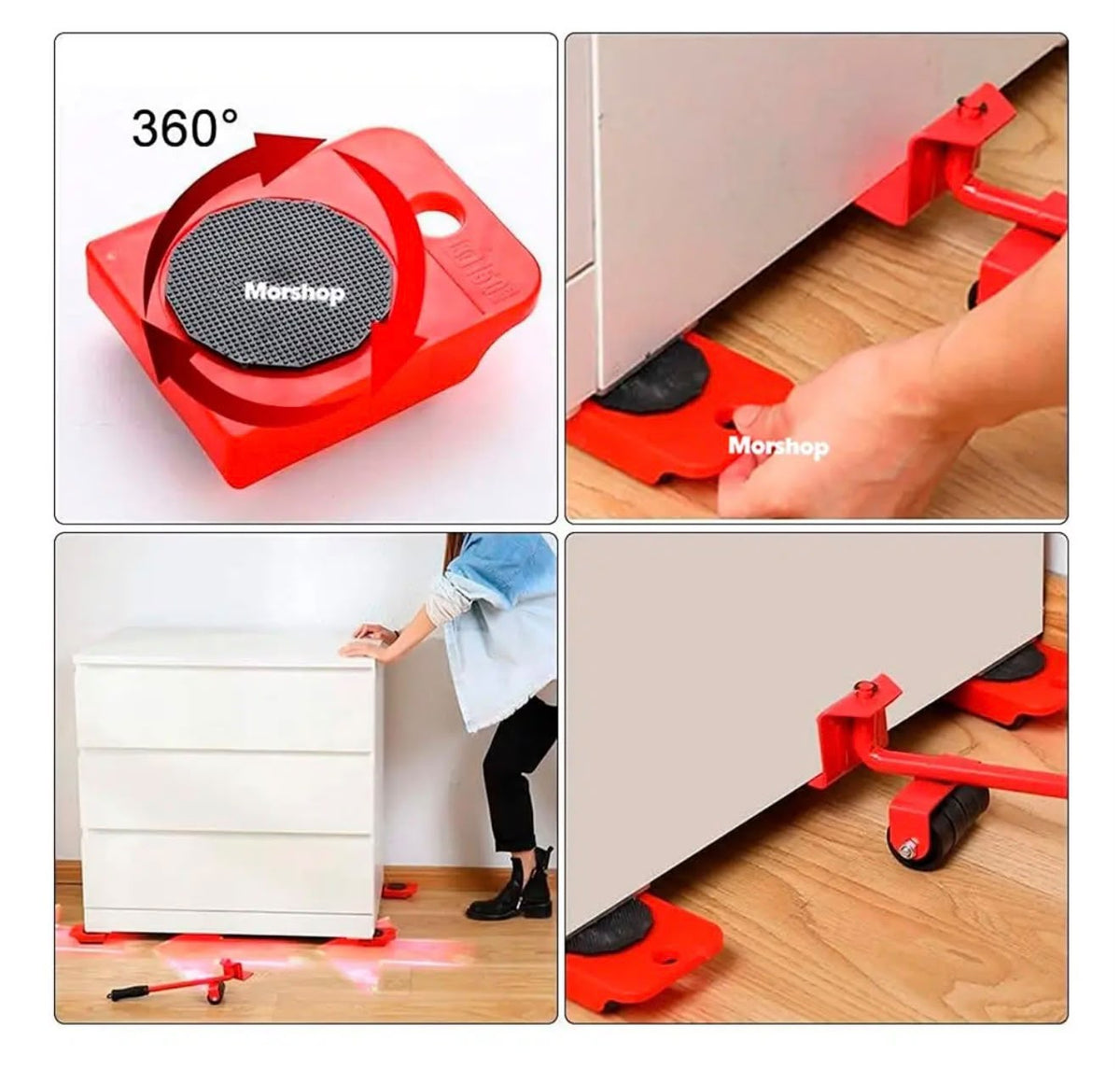 Ruedas Auxiliares para Muebles y Electrodomésticos – Kit Móvil Rojo