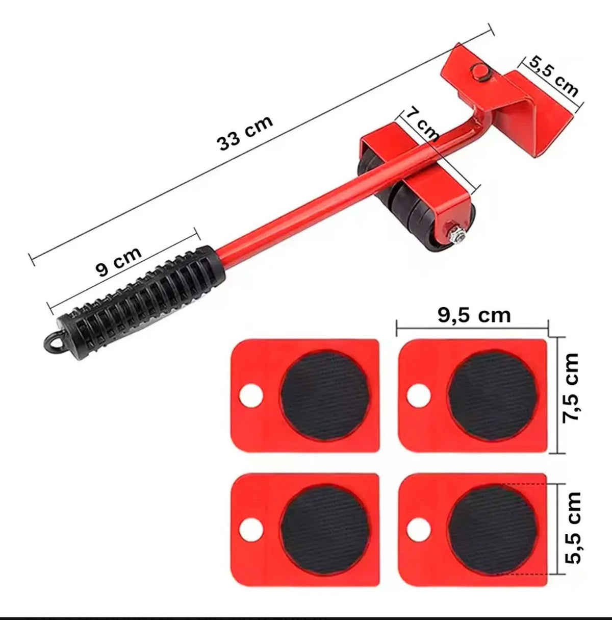 Ruedas Auxiliares para Muebles y Electrodomésticos – Kit Móvil Rojo