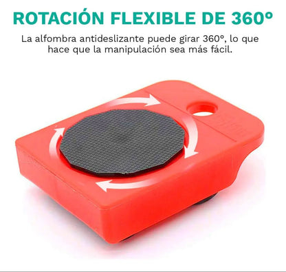 Ruedas Auxiliares para Muebles y Electrodomésticos – Kit Móvil Rojo
